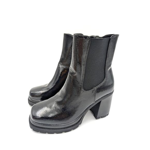 Top Woda West Lug Sole Platform Bootie Side Zip Women's Black Size US6.5 EU37 - Picture 1 of 13